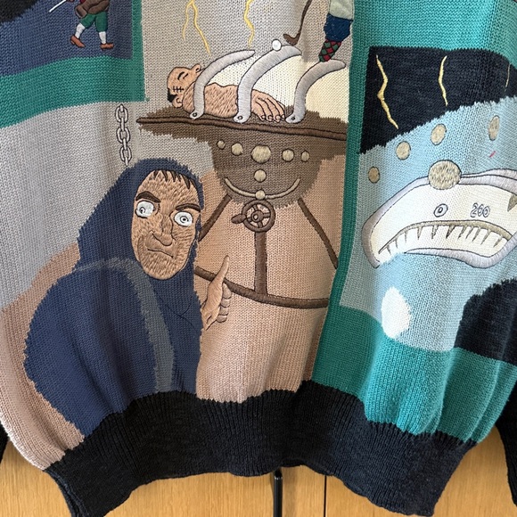 VINTAGE MIMI SPIRIT Mens KNIT WOOL Frankenstein SWEATER Size Large - Picture 9 of 9